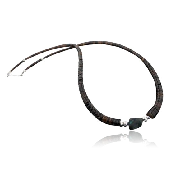Certified Authentic Navajo .925 Sterling Silver Natural Turquoise and Graduated Heishi Native American Necklace 370842449532 Certified Authentic Navajo .925 Sterling Silver Natural Turquoise and Graduated Heishi Native American Necklace 370842449532