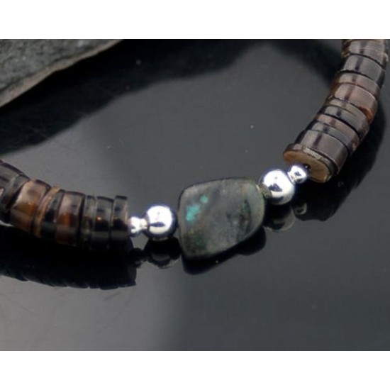 Certified Authentic Navajo .925 Sterling Silver Natural Turquoise and Graduated Heishi Native American Necklace 370842449532 Certified Authentic Navajo .925 Sterling Silver Natural Turquoise and Graduated Heishi Native American Necklace 370842449532