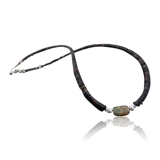 Certified Authentic Navajo .925 Sterling Silver Natural Turquoise and Graduated Heishi Native American Necklace 390615386444 Certified Authentic Navajo .925 Sterling Silver Natural Turquoise and Graduated Heishi Native American Necklace 390615386444