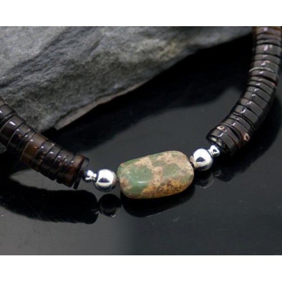 Certified Authentic Navajo .925 Sterling Silver Natural Turquoise and Graduated Heishi Native American Necklace 390615386444 Certified Authentic Navajo .925 Sterling Silver Natural Turquoise and Graduated Heishi Native American Necklace 390615386444