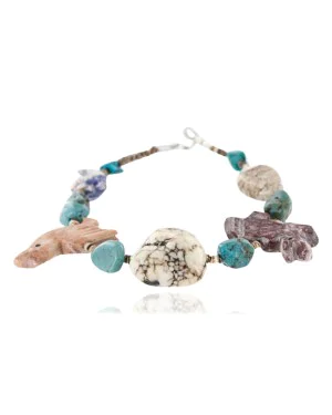 Certified Authentic Navajo .925 Sterling Silver Natural Turquoise and Jasper Native American Bracelet 370998034010