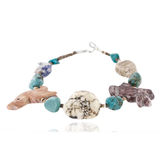Certified Authentic Navajo .925 Sterling Silver Natural Turquoise and Jasper Native American Bracelet 370998034010
