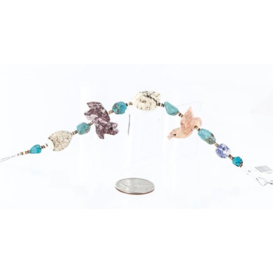 Certified Authentic Navajo .925 Sterling Silver Natural Turquoise and Jasper Native American Bracelet 370998034010