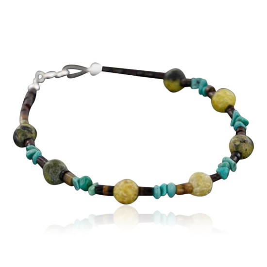 Certified Authentic Navajo .925 Sterling Silver Natural Turquoise and Jasper Native American Bracelet 390738045094