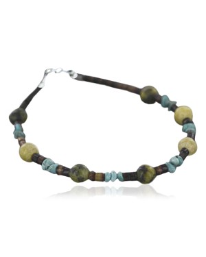 Certified Authentic Navajo .925 Sterling Silver Natural Turquoise and Jasper Native American Bracelet 390738745263