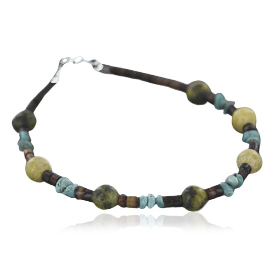 Certified Authentic Navajo .925 Sterling Silver Natural Turquoise and Jasper Native American Bracelet 390738745263