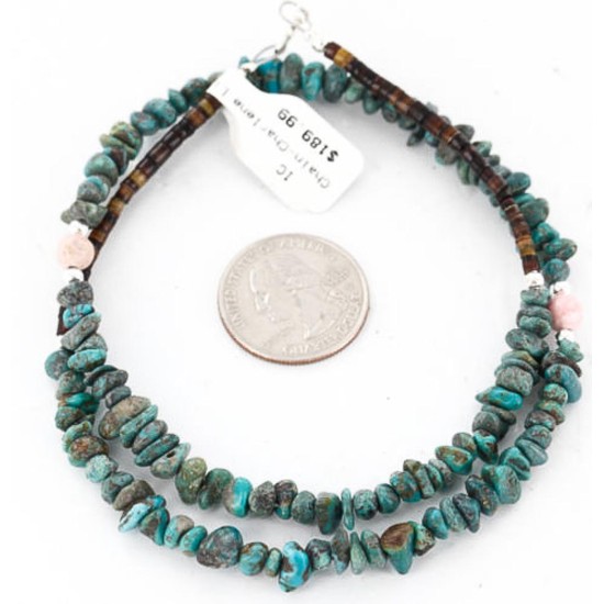 Certified Authentic Navajo .925 Sterling Silver Natural Turquoise and Jasper Native American Necklace 15851-33 Certified Authentic Navajo .925 Sterling Silver Natural Turquoise and Jasper Native American Necklace 15851-33