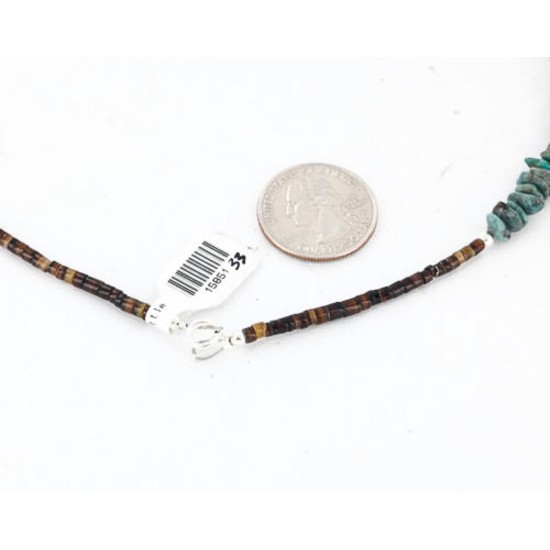 Certified Authentic Navajo .925 Sterling Silver Natural Turquoise and Jasper Native American Necklace 15851-33 Certified Authentic Navajo .925 Sterling Silver Natural Turquoise and Jasper Native American Necklace 15851-33