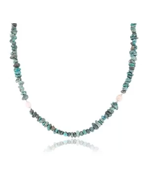 Certified Authentic Navajo .925 Sterling Silver Natural Turquoise and Jasper Native American Necklace 15851-39