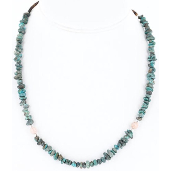 Certified Authentic Navajo .925 Sterling Silver Natural Turquoise and Jasper Native American Necklace 15851-39