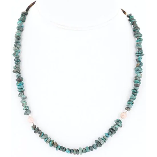 Certified Authentic Navajo .925 Sterling Silver Natural Turquoise and Jasper Native American Necklace 15851-39