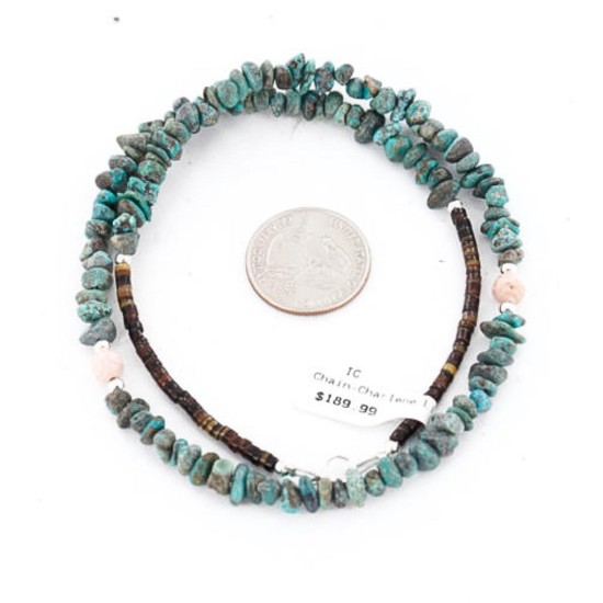 Certified Authentic Navajo .925 Sterling Silver Natural Turquoise and Jasper Native American Necklace 15851-39
