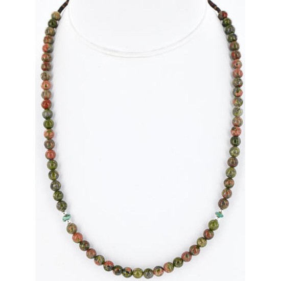 Certified Authentic Navajo .925 Sterling Silver Natural Turquoise and Jasper Native American Necklace 15902-1 Certified Authentic Navajo .925 Sterling Silver Natural Turquoise and Jasper Native American Necklace 15902-1