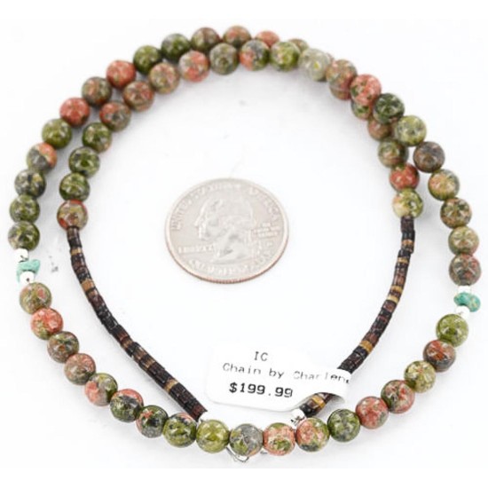Certified Authentic Navajo .925 Sterling Silver Natural Turquoise and Jasper Native American Necklace 15902-1 Certified Authentic Navajo .925 Sterling Silver Natural Turquoise and Jasper Native American Necklace 15902-1
