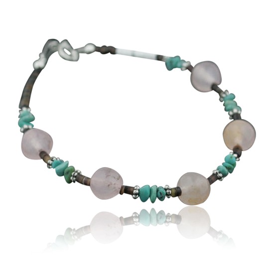 Certified Authentic Navajo .925 Sterling Silver Natural Turquoise and Native American Pink Quartz Bracelet 390734544251 Certified Authentic Navajo .925 Sterling Silver Natural Turquoise and Native American Pink Quartz Bracelet 390734544251