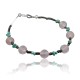 Certified Authentic Navajo .925 Sterling Silver Natural Turquoise and Native American Pink Quartz Bracelet 390735954619
