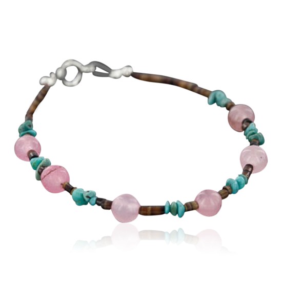 Certified Authentic Navajo .925 Sterling Silver Natural Turquoise and Native American Pink Quartz Bracelet 390742423467 Certified Authentic Navajo .925 Sterling Silver Natural Turquoise and Native American Pink Quartz Bracelet 390742423467