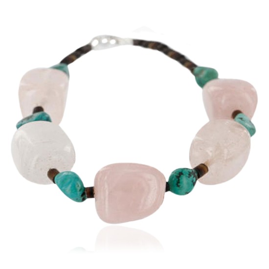 Certified Authentic Navajo .925 Sterling Silver Natural Turquoise and Native American Pink Quartz Bracelet 390754262554 Certified Authentic Navajo .925 Sterling Silver Natural Turquoise and Native American Pink Quartz Bracelet 390754262554