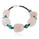 Certified Authentic Navajo .925 Sterling Silver Natural Turquoise and Native American Pink Quartz Bracelet 390754262554