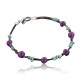 Certified Authentic Navajo .925 Sterling Silver Natural Turquoise and Purple Agate Native American Bracelet 370980025988