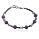 Certified Authentic Navajo .925 Sterling Silver Natural Turquoise and Purple Jade Native American Bracelet 370982628376