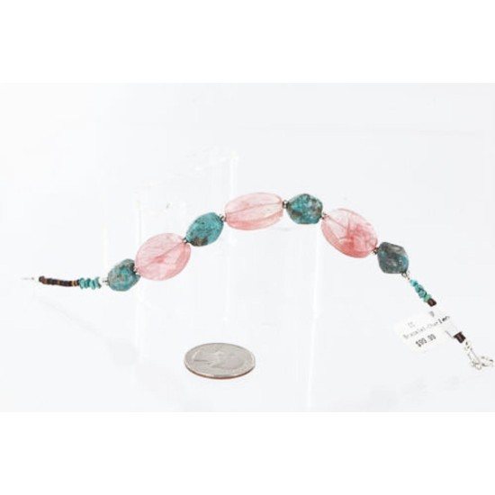 Certified Authentic Navajo .925 Sterling Silver Natural Turquoise and Quartz Native American Bracelet 370992850084 Certified Authentic Navajo .925 Sterling Silver Natural Turquoise and Quartz Native American Bracelet 370992850084