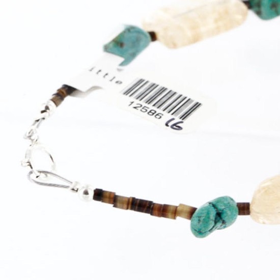 Certified Authentic Navajo .925 Sterling Silver Natural Turquoise and Quartz Native American Bracelet 390763466082 Certified Authentic Navajo .925 Sterling Silver Natural Turquoise and Quartz Native American Bracelet 390763466082