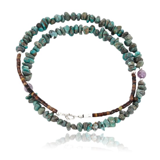 Certified Authentic Navajo .925 Sterling Silver Natural Turquoise and Quartz Native American Necklace 15851-23 Certified Authentic Navajo .925 Sterling Silver Natural Turquoise and Quartz Native American Necklace 15851-23