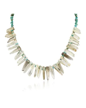 Certified Authentic Navajo .925 Sterling Silver Natural Turquoise and Smoky Quartz Native American Necklace 25250 Certified Authentic Navajo .925 Sterling Silver Natural Turquoise and Smoky Quartz Native American Necklace 25250