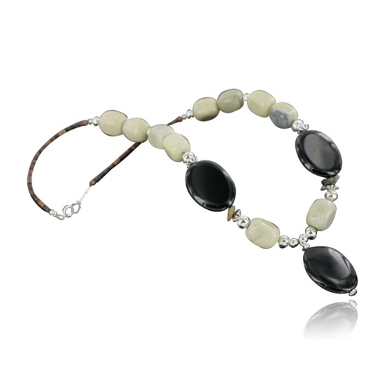 Certified Authentic Navajo .925 Sterling Silver Natural Turquoise Black Onyx Agate Native American Necklace 390688929183 Certified Authentic Navajo .925 Sterling Silver Natural Turquoise Black Onyx Agate Native American Necklace 390688929183