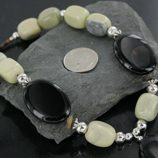 Certified Authentic Navajo .925 Sterling Silver Natural Turquoise Black Onyx Agate Native American Necklace 390688929183 Certified Authentic Navajo .925 Sterling Silver Natural Turquoise Black Onyx Agate Native American Necklace 390688929183
