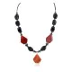Certified Authentic Navajo .925 Sterling Silver Natural Turquoise Black Onyx Carnelian Hematite Native American Necklace 16092-9