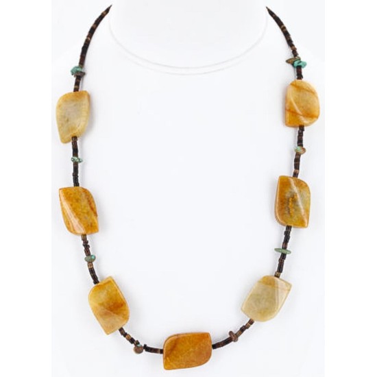 Certified Authentic Navajo .925 Sterling Silver Natural Turquoise Carnelian Native American Necklace 15837-5