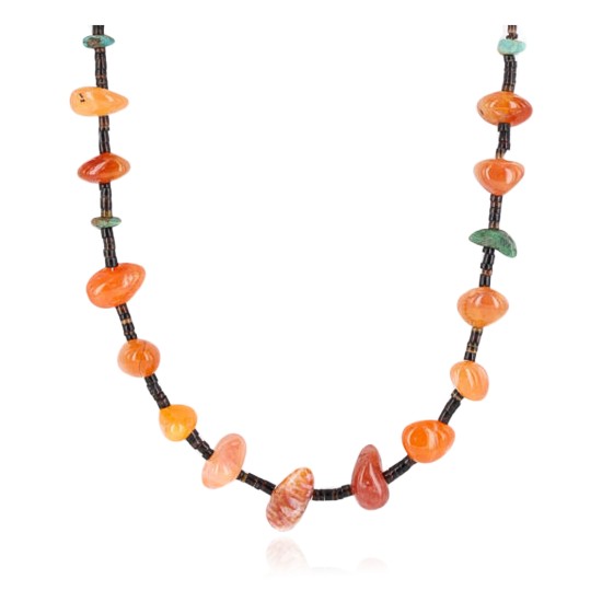Certified Authentic Navajo .925 Sterling Silver Natural Turquoise Carnelian Native American Necklace 15888-2 Certified Authentic Navajo .925 Sterling Silver Natural Turquoise Carnelian Native American Necklace 15888-2