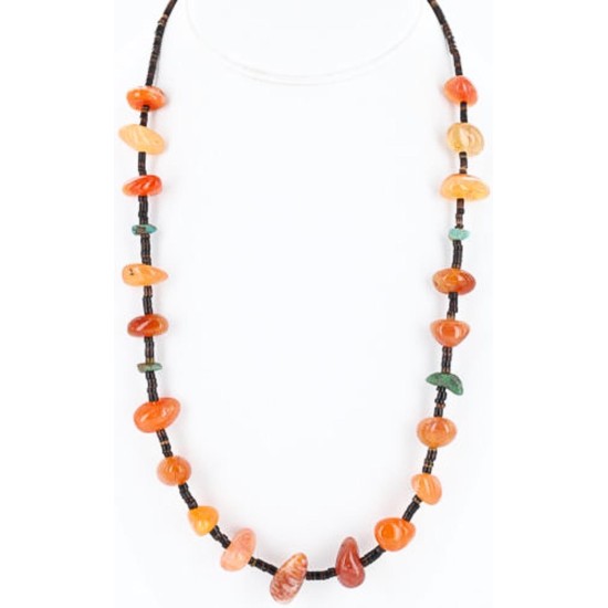 Certified Authentic Navajo .925 Sterling Silver Natural Turquoise Carnelian Native American Necklace 15888-2 Certified Authentic Navajo .925 Sterling Silver Natural Turquoise Carnelian Native American Necklace 15888-2