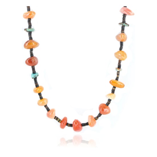 Certified Authentic Navajo .925 Sterling Silver Natural Turquoise Carnelian Native American Necklace 15888-3 Certified Authentic Navajo .925 Sterling Silver Natural Turquoise Carnelian Native American Necklace 15888-3