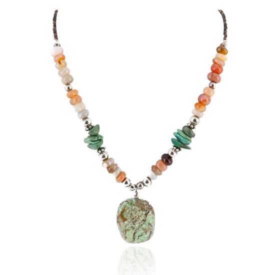 Certified Authentic Navajo .925 Sterling Silver Natural Turquoise Carnelian Native American Necklace 750102-27 Certified Authentic Navajo .925 Sterling Silver Natural Turquoise Carnelian Native American Necklace 750102-27