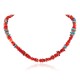 Certified Authentic Navajo .925 Sterling Silver Natural Turquoise Coral Chain Native American Necklace 10309