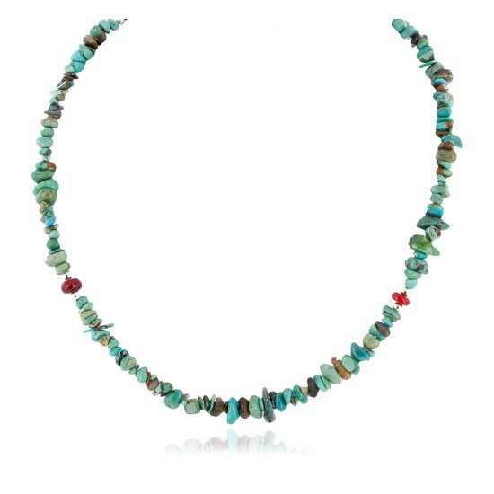 Certified Authentic Navajo .925 Sterling Silver Natural Turquoise Coral Chain Native American Necklace 25289-1 Certified Authentic Navajo .925 Sterling Silver Natural Turquoise Coral Chain Native American Necklace 25289-1