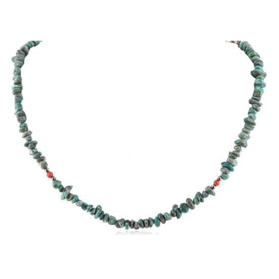 Certified Authentic Navajo .925 Sterling Silver Natural Turquoise Coral Native American Necklace 15771-200 Certified Authentic Navajo .925 Sterling Silver Natural Turquoise Coral Native American Necklace 15771-200