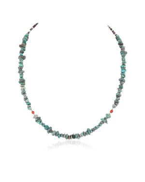Certified Authentic Navajo .925 Sterling Silver Natural Turquoise Coral Native American Necklace 15771-28
