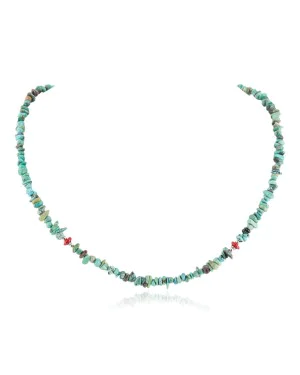Certified Authentic Navajo .925 Sterling Silver Natural Turquoise Coral Native American Necklace 1601-10
