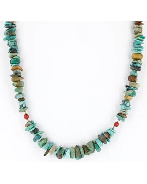Certified Authentic Navajo .925 Sterling Silver Natural Turquoise Coral Native American Necklace 371051152666