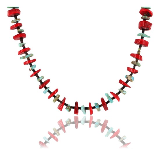 Certified Authentic Navajo .925 Sterling Silver Natural Turquoise Coral Native American Necklace 390828597399