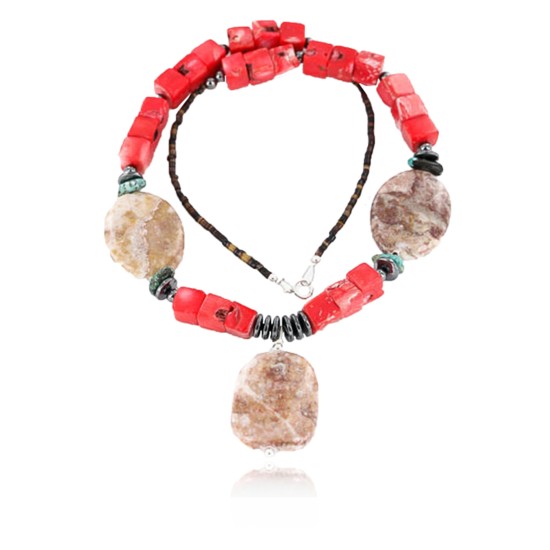 Certified Authentic Navajo .925 Sterling Silver Natural Turquoise CORAL Native American Necklace 750117-3 Certified Authentic Navajo .925 Sterling Silver Natural Turquoise CORAL Native American Necklace 750117-3
