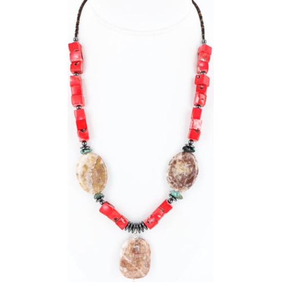 Certified Authentic Navajo .925 Sterling Silver Natural Turquoise CORAL Native American Necklace 750117-3 Certified Authentic Navajo .925 Sterling Silver Natural Turquoise CORAL Native American Necklace 750117-3