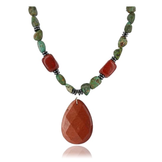 Certified Authentic Navajo .925 Sterling Silver Natural Turquoise Gold Stone Native American Necklace 15810-40 Certified Authentic Navajo .925 Sterling Silver Natural Turquoise Gold Stone Native American Necklace 15810-40