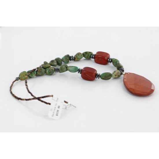 Certified Authentic Navajo .925 Sterling Silver Natural Turquoise Gold Stone Native American Necklace 15810-40 Certified Authentic Navajo .925 Sterling Silver Natural Turquoise Gold Stone Native American Necklace 15810-40