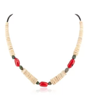 Certified Authentic Navajo .925 Sterling Silver Natural Turquoise Graduated Melon Shell Coral Native American Necklace 25228-1