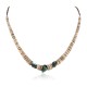 Certified Authentic Navajo .925 Sterling Silver Natural Turquoise Graduated Melon Shell Native American Necklace 15427-6